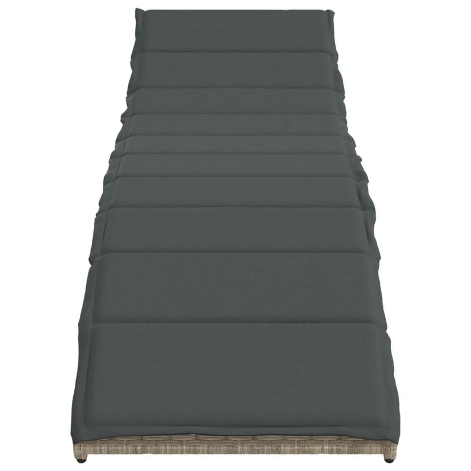 Tumbona con cojín ratán sintético gris claro 55x199x50