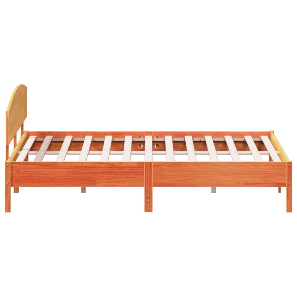 Cama sin colchón madera maciza de pino marrón cera 180x200
