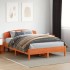 Cama sin colchón madera maciza de pino marrón cera 120x200