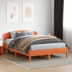 Cama sin colchón madera maciza de pino marrón cera 120x200 cm