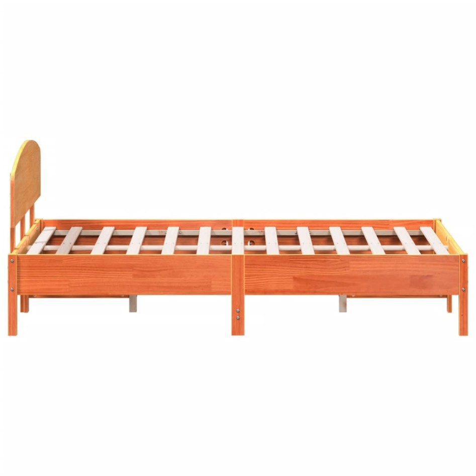 Cama sin colchón madera maciza de pino marrón cera 120x200