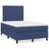 Cama box spring con colchón tela azul 120x190
