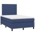 Cama box spring con colchón tela azul 120x190