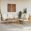 Set de muebles para jardín 3 piezas con cojines madera acacia