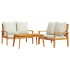 Set de muebles para jardín 3 piezas con cojines madera