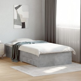 Cama con cajones madera de ingeniería gris hormigón 75x190