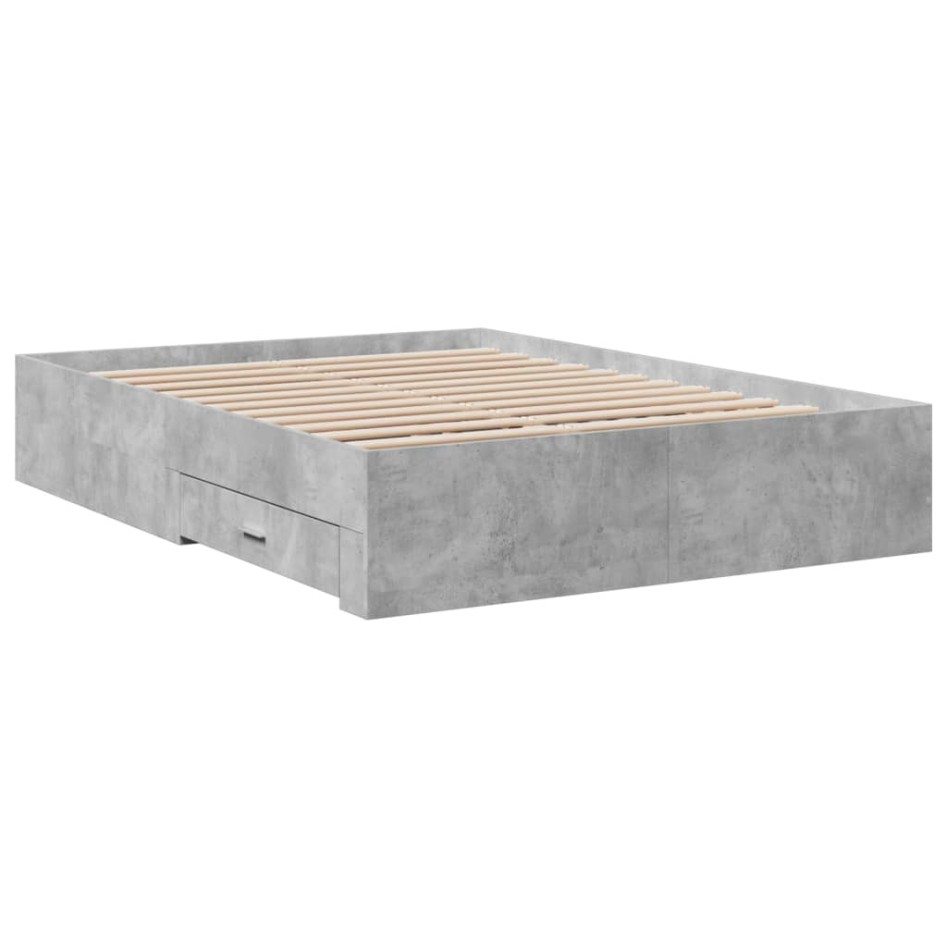 Cama con cajones madera de ingeniería gris hormigón 120x190