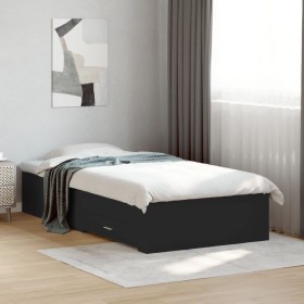 Cama con cajones madera de ingeniería negro 100x200