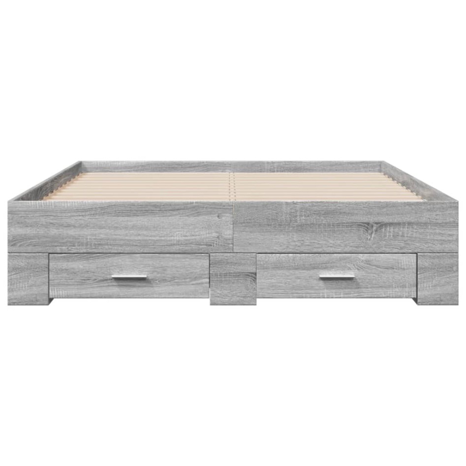 Cama con cajones madera ingeniería gris Sonoma 120x190