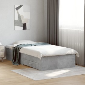 Cama con cajones madera ingeniería gris hormigón 90x190
