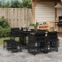Set de comedor de jardín 9 pzas y cojines ratán sintético