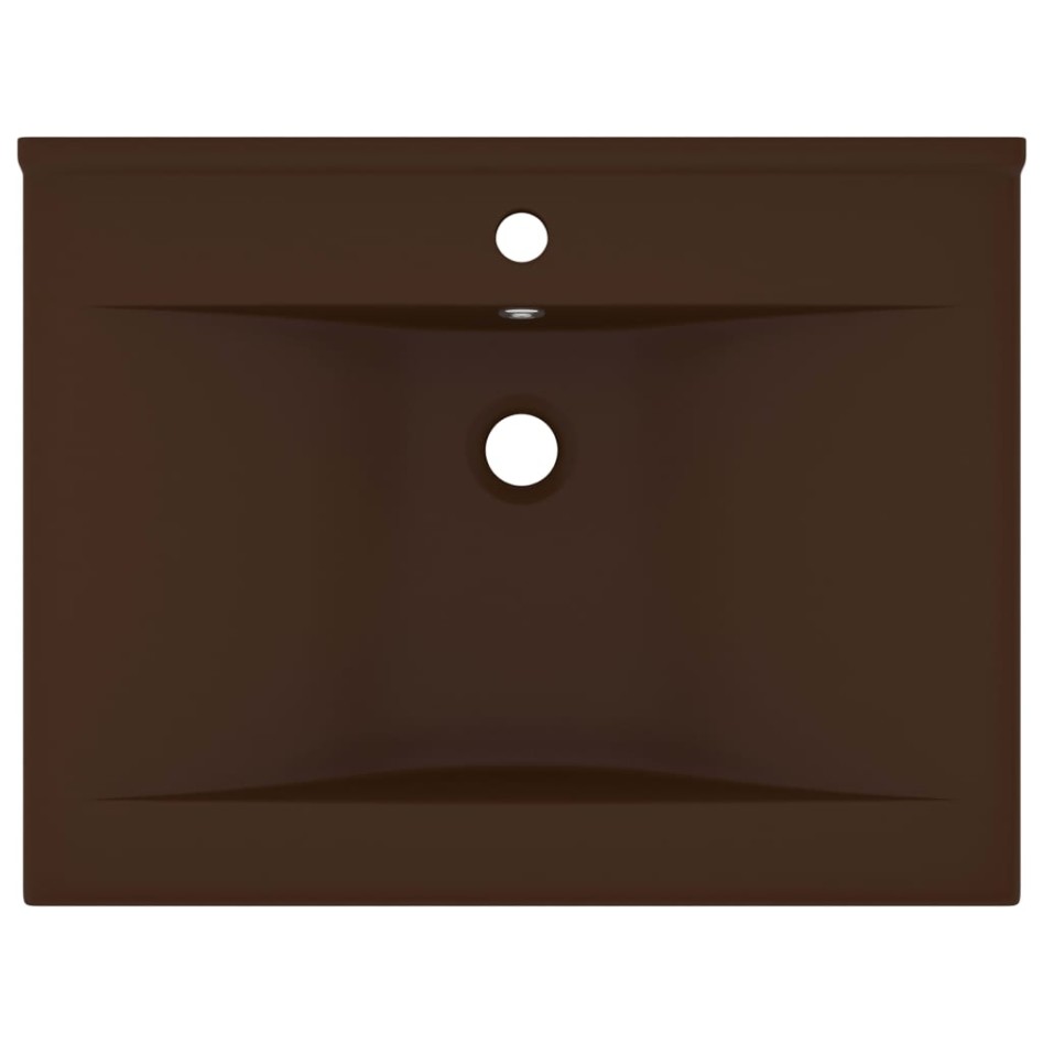 Lavabo de lujo agujero de grifo cerámica marrón oscuro 60x46