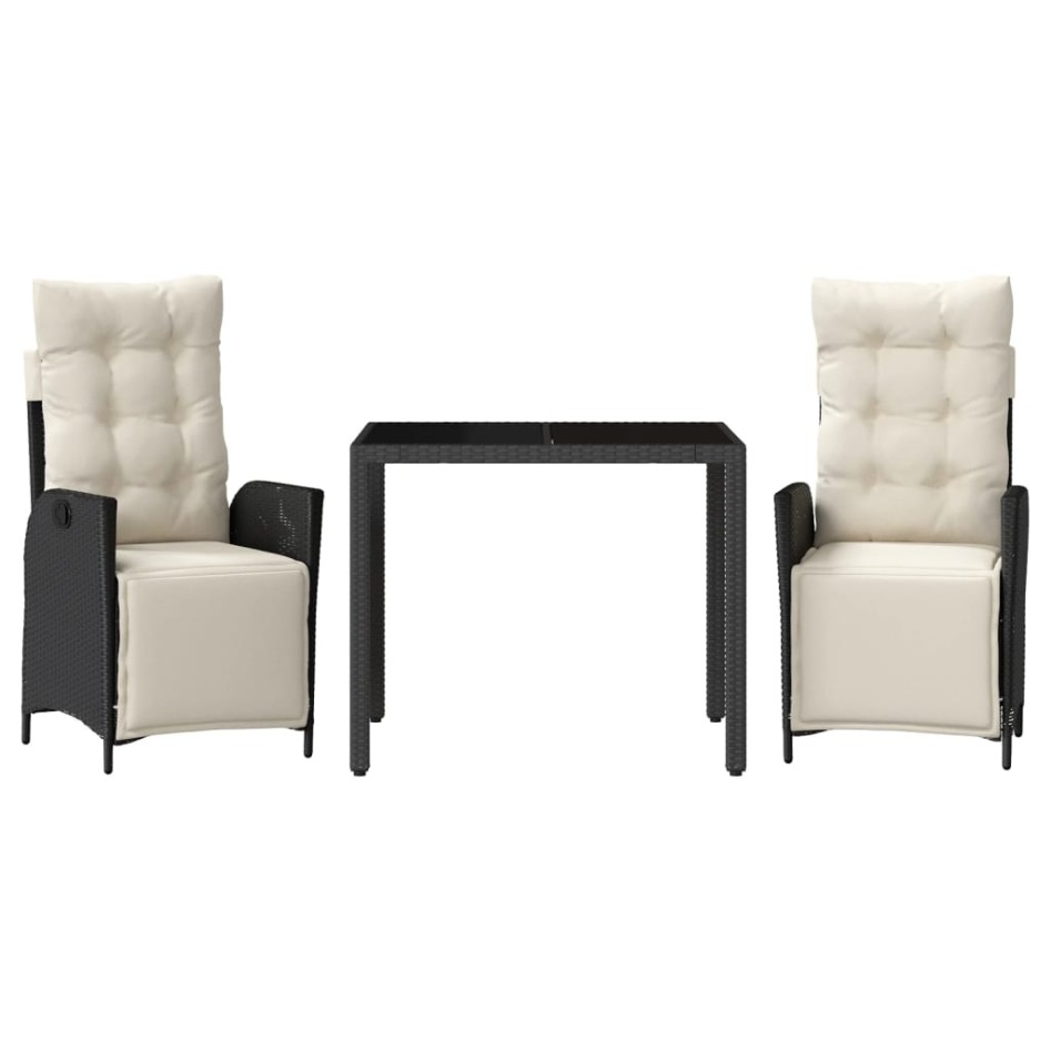 Set comedor de jardín 3 pzas con cojines ratán sintético