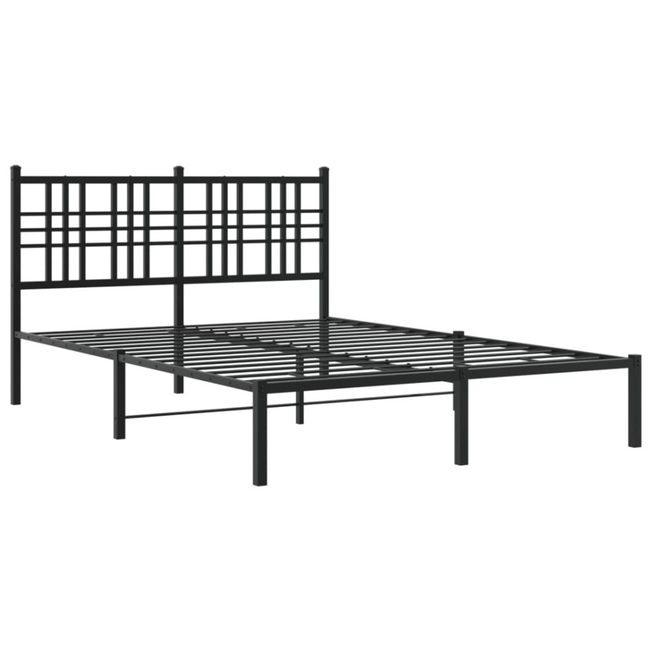 Estructura cama sin colchón con cabecero metal negro 140x200
