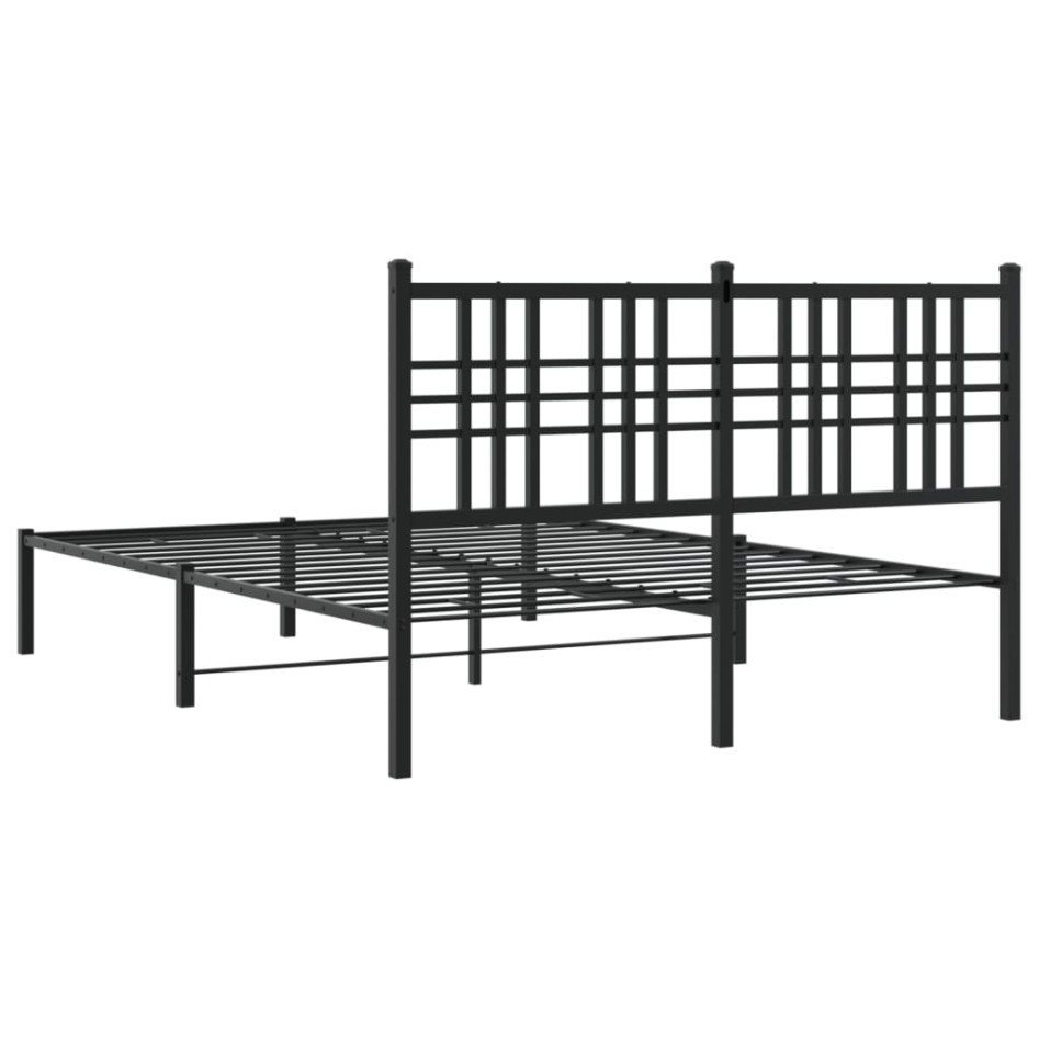 Estructura cama sin colchón con cabecero metal negro 140x200