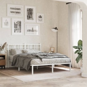 Estructura cama sin colchón con cabecero metal blanco
