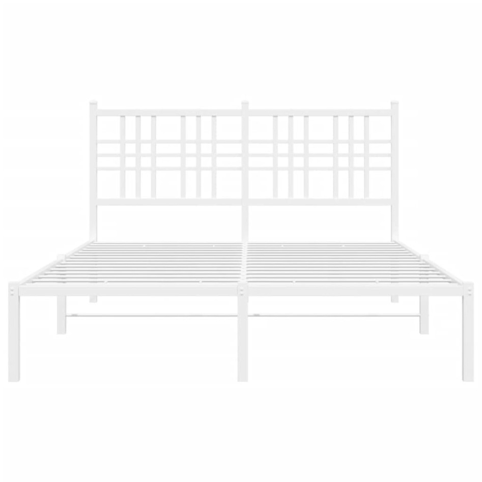 Estructura cama sin colchón con cabecero metal blanco