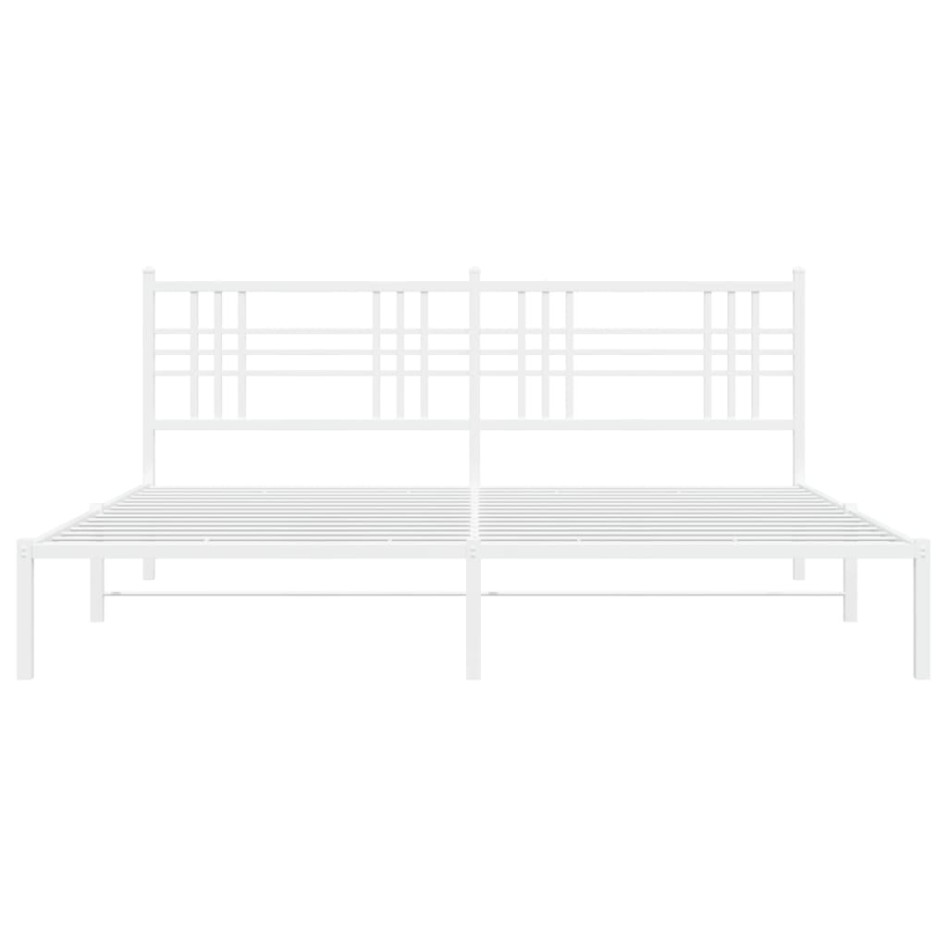 Estructura cama sin colchón con cabecero metal blanco