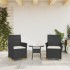 Sillas de jardín con cojín 2 uds ratán PE negro y madera