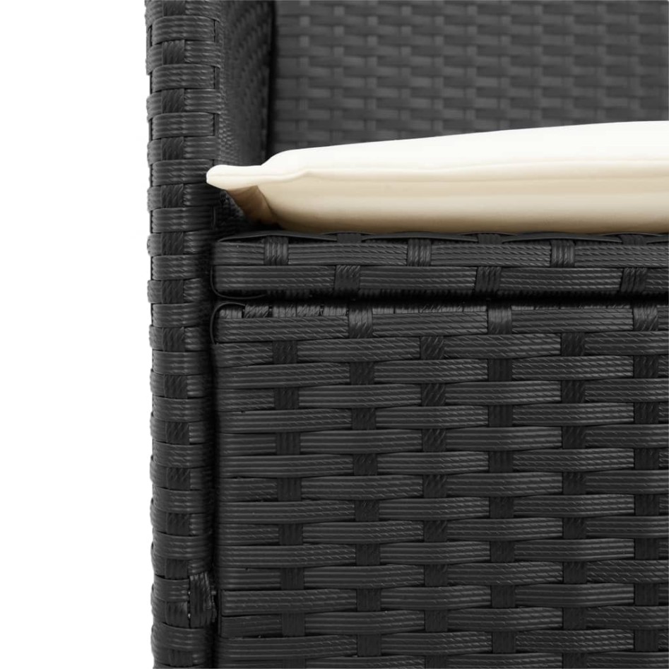 Sillas de jardín con cojín 2 uds ratán PE negro y madera