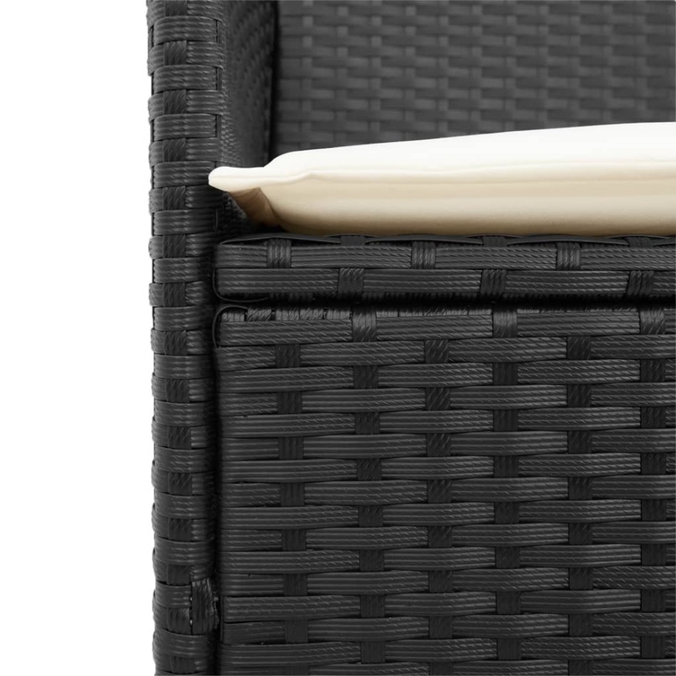 Sillas de jardín con cojín 2 uds ratán PE negro y madera