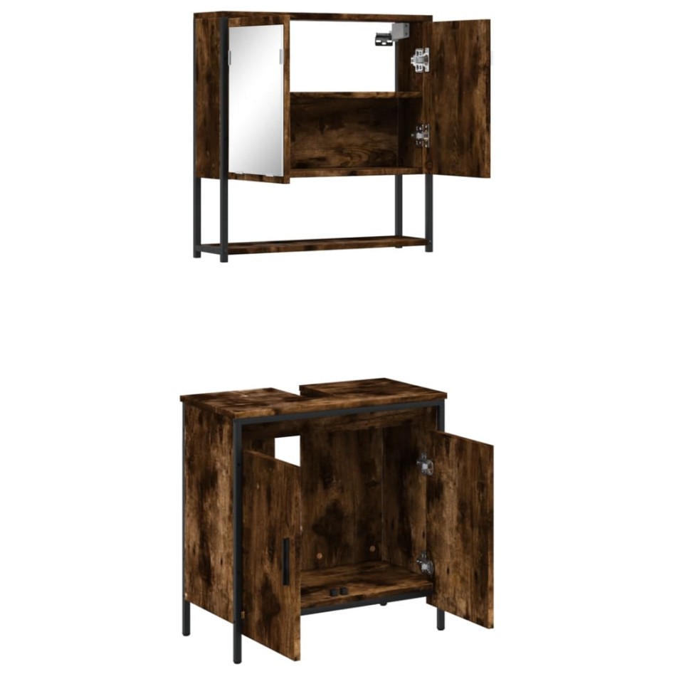 Set de muebles baño 2 pzas madera contrachapada roble
