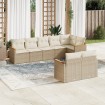 Juego de sofás de jardín con cojines beige 8 pzas ratán PE
