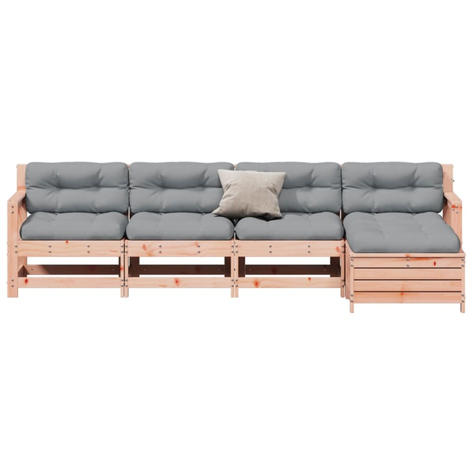 Juego de muebles jardín 5 pzas y cojines madera abeto