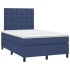 Cama box spring con colchón tela azul 120x190