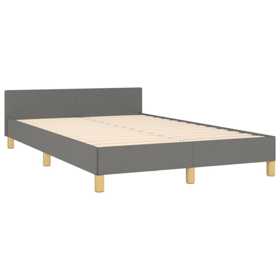 Estructura de cama sin colchón tela gris oscuro 120x190