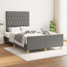 Estructura de cama sin colchón tela gris oscuro 120x190