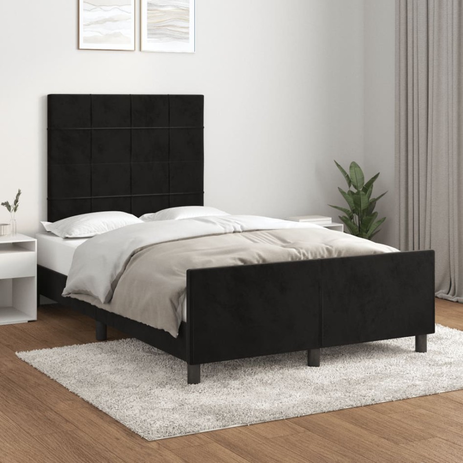 Estructura de cama sin colchón terciopelo negro 120x190