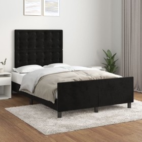 Estructura de cama sin colchón terciopelo negro 120x190