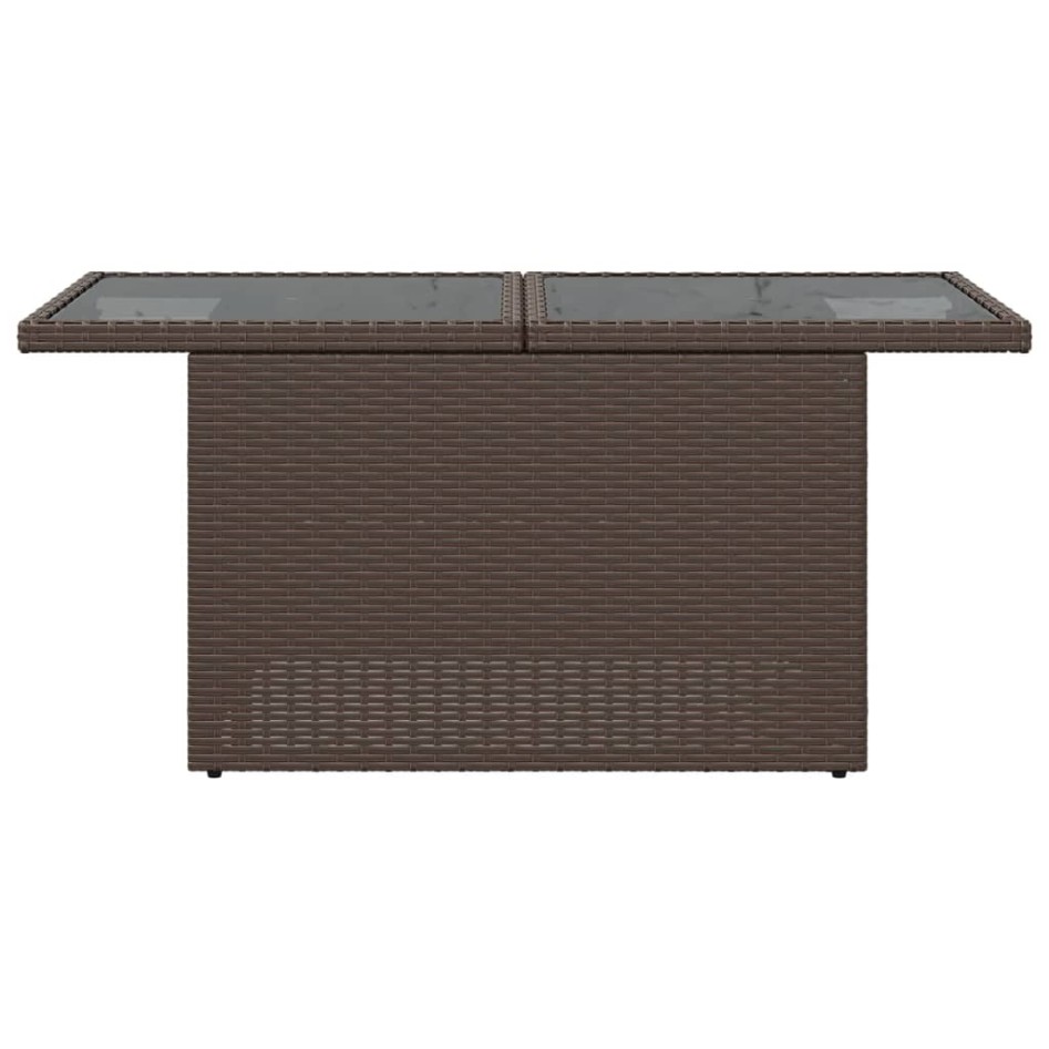 Mesa de jardín superficie vidrio ratán PE marrón 100x55x73