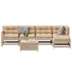 Juego de muebles de jardín 6 pzas y cojines madera maciza pino
