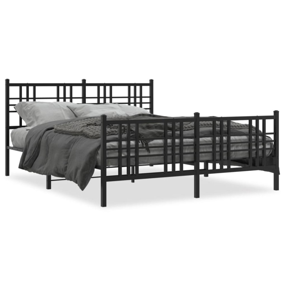 Estructura cama sin colchón con estribo metal negro 150x200
