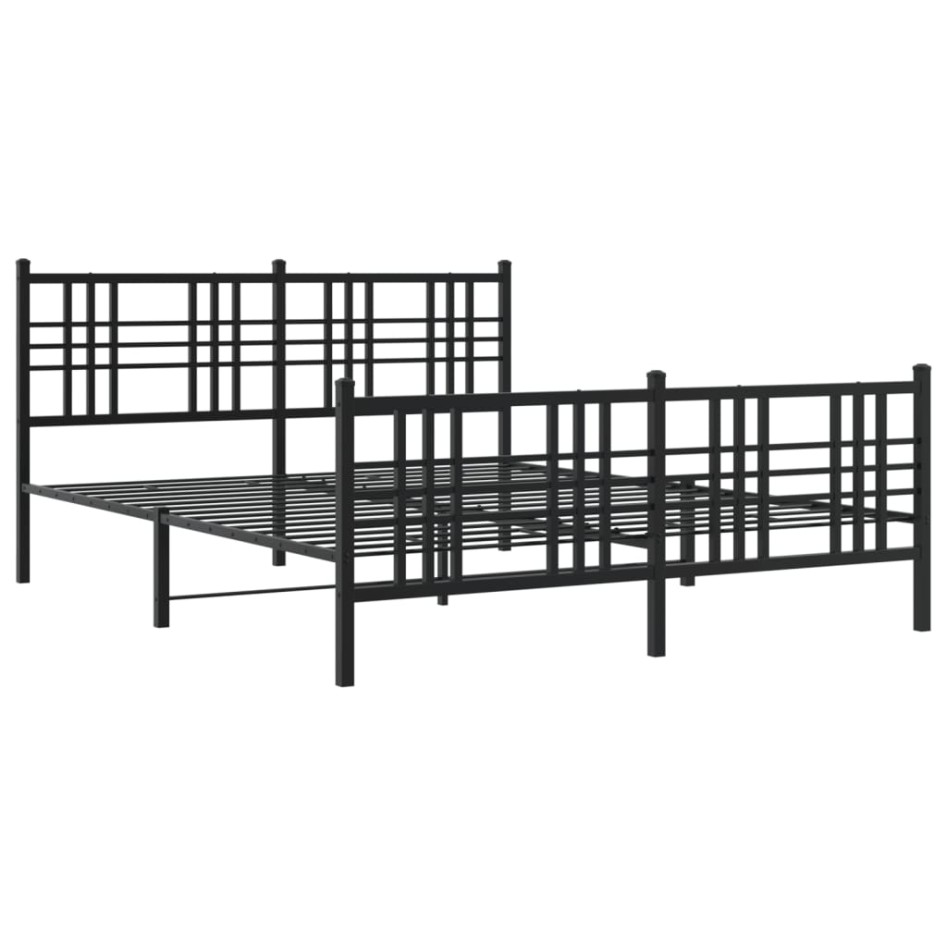 Estructura cama sin colchón con estribo metal negro 150x200