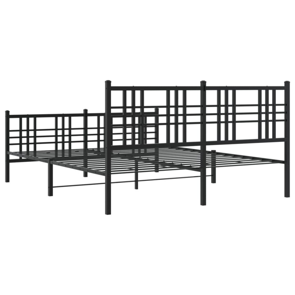 Estructura cama sin colchón con estribo metal negro 150x200