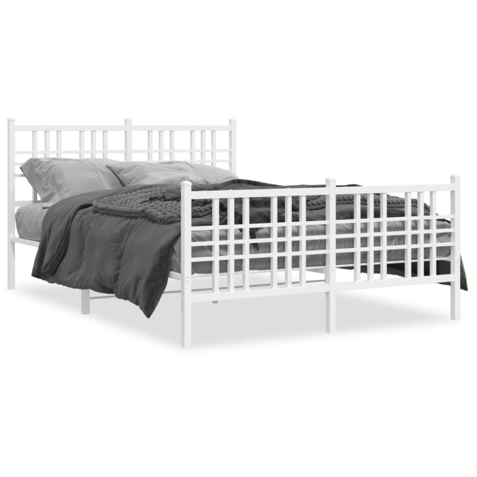 Estructura cama sin colchón con estribo metal blanco 140x200