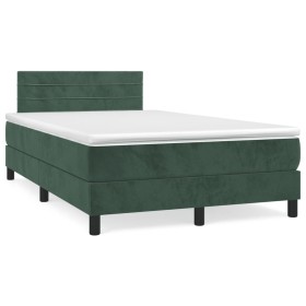 Cama box spring con colchón terciopelo verde oscuro 120x190