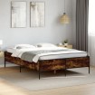Estructura cama madera ingeniería metal roble ahumado 120x200cm