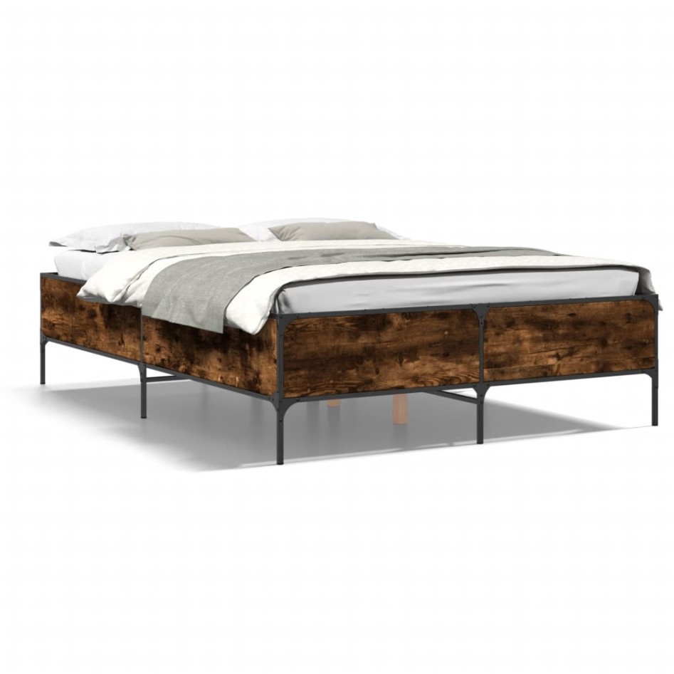 Estructura cama madera ingeniería metal roble ahumado