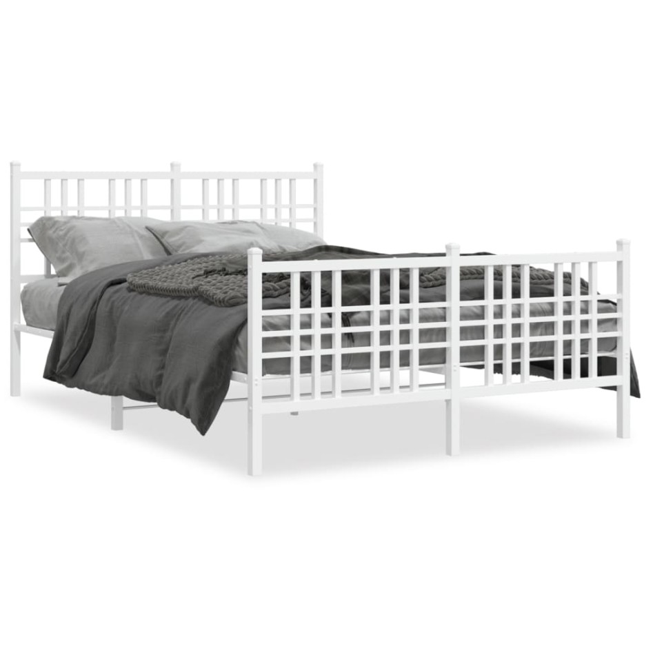 Estructura cama sin colchón con estribo metal blanco 137x190