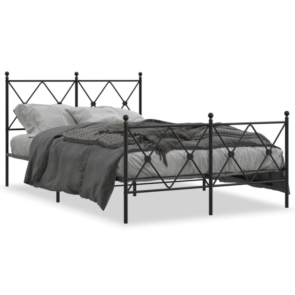 Estructura cama sin colchón con estribo metal negro 120x200