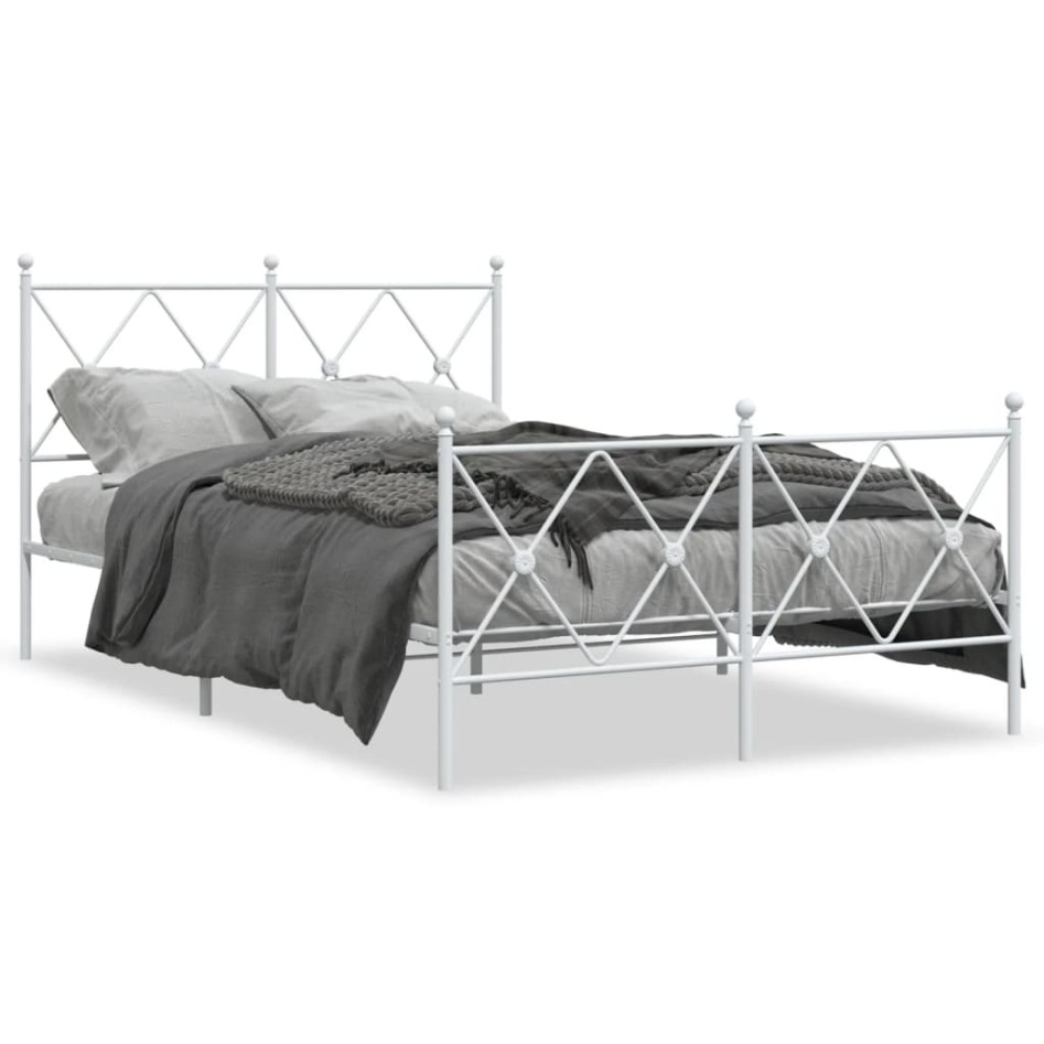 Estructura cama sin colchón con estribo metal blanco 120x190