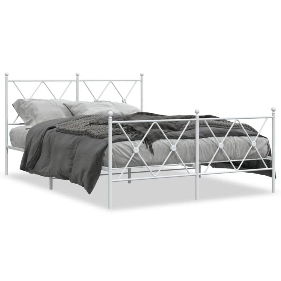 Estructura cama sin colchón con estribo metal blanco 140x200