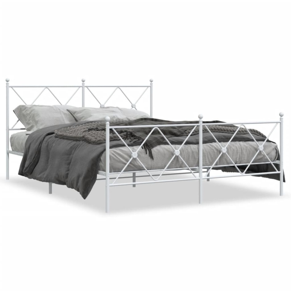 Estructura cama sin colchón con estribo metal blanco 160x200