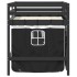 Cama alta niños con cortinas madera pino blanco negro 80x200