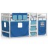 Cama alta para niños con cortinas madera pino azul 90x200