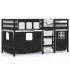 Cama alta niños con cortinas madera pino blanco negro 90x200